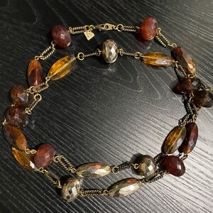 Cookie Lee Amber and Gold Beaded Necklace